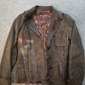 RRL Distressed Brown Patchwork Jacket